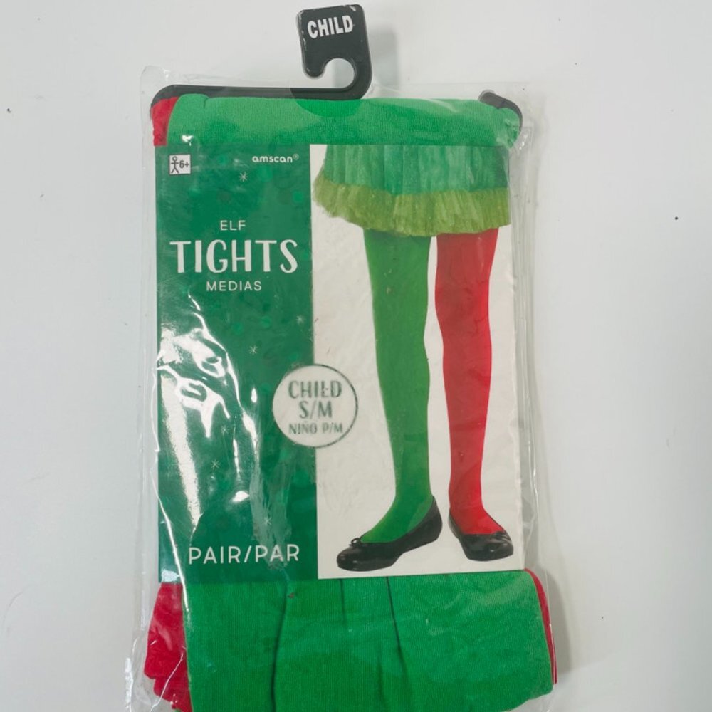 🟢 🔴  NWT - Kids Elf TIghts (Red & Green) Size S/M